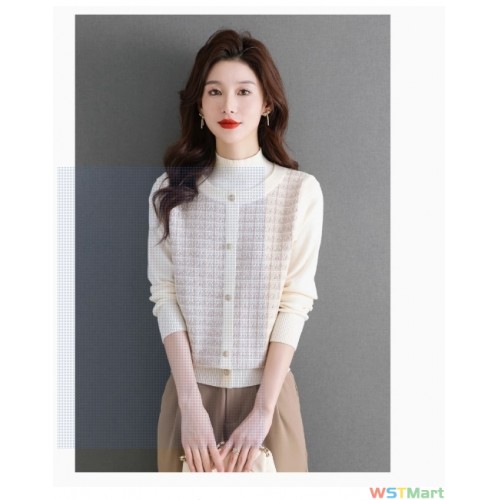 品牌清仓折扣圆领羊毛衫秋冬女装假两件针织打底上衣爆款漂亮毛衣