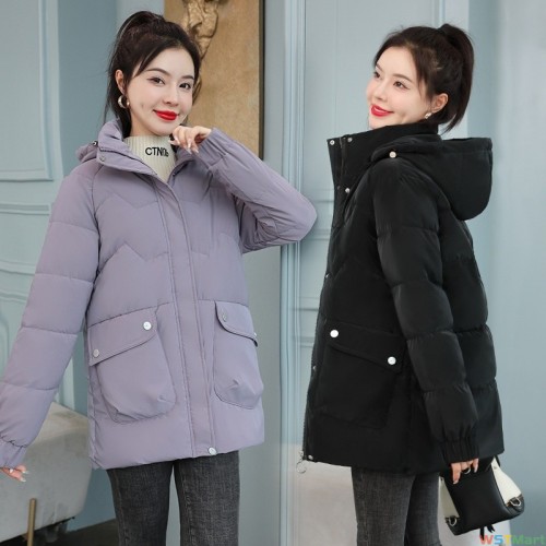 羽绒棉服女中长款2024年韩版时尚学生面包服洋气宽松加厚免洗外套