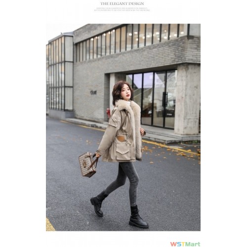 实拍狐狸大毛领派克服羽绒服女2024新款冬季韩版小个子加绒加厚