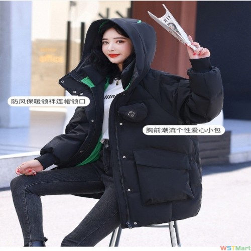 2022新款冬胖mm200斤加肥加大码羽绒服女宽松休闲连帽加厚中长款