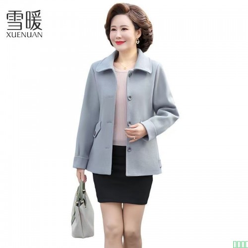 蓝旗中年妈妈春装短款大衣上衣中老年女装春秋季时尚外衣时尚外套