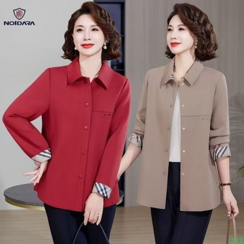 NO1 DARA妈妈春装薄款红色外套中年女士短款风衣新款春秋洋气上衣