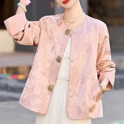 新中式国风外套2025春季新款提花洋气时尚女宽松钉珠重工上