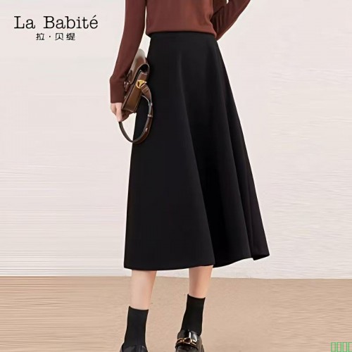 雪暖口袋半身裙女2025春季新款垂感显瘦A字裙遮跨休闲松紧中长裙