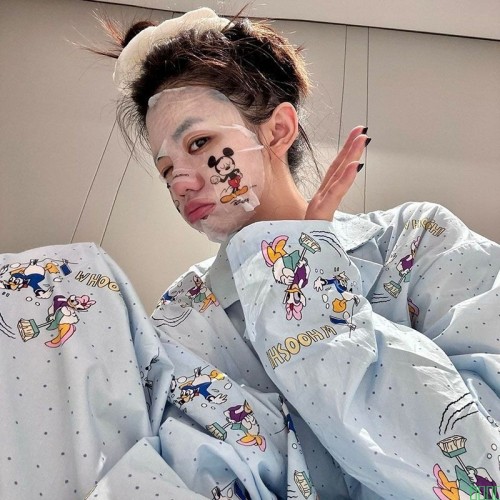 ins风可爱卡通唐老鸭睡衣女春秋新款少女学生宽松慵懒风家居服