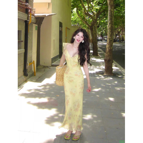 法式复古碎花连衣裙