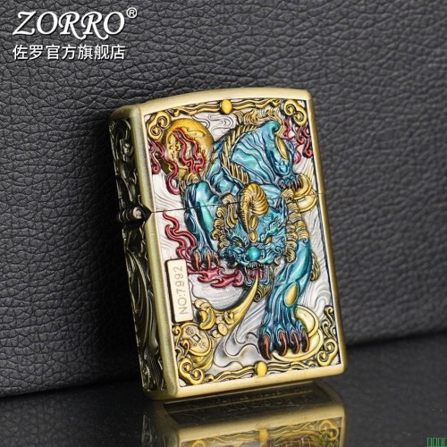 ZORRO佐罗防风煤油打火机珐琅彩貔貅加厚高颜值老式砂轮创意礼物