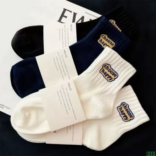 【100%正品】9A抗菌袜子男女黑白中筒袜四季纯色运动吸汗防臭潮袜