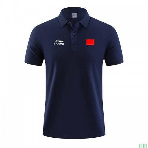 夏季运动POLO衫男女速干短袖翻领国旗t恤大码宽松半袖体恤上衣