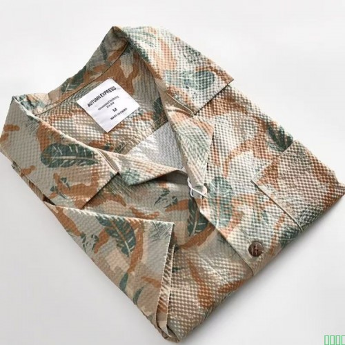 2025夏季新款休闲古巴领短袖衬衫男士轻奢时尚设计感花色沙滩衬衣