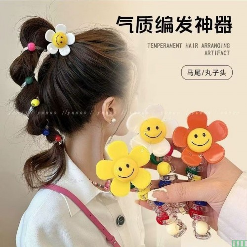 元气少女~可爱串珠马尾编发神器夏季电话线发圈头绳2024新款超仙