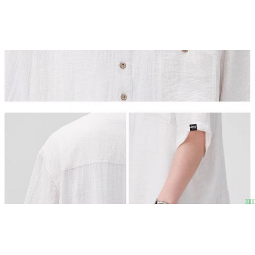 夏季薄款亚麻短袖衬衫男宽松休闲五分裤套装潮流时尚透气两件套