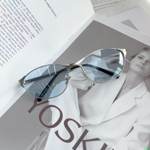 美式复古猫眼蓝色墨镜女Y2k时尚辣妹凹造型街拍防紫外线太阳镜男