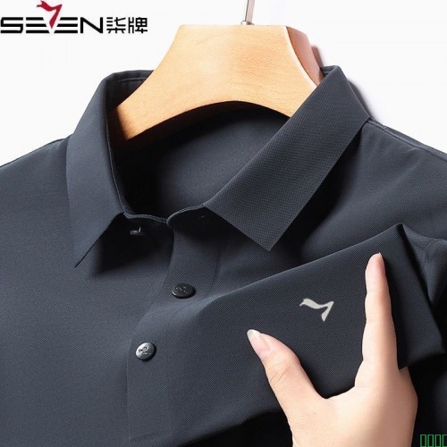 断码特价柒品牌冰丝短袖POLO衫纯色男士夏季商务休闲翻领T恤上衣
