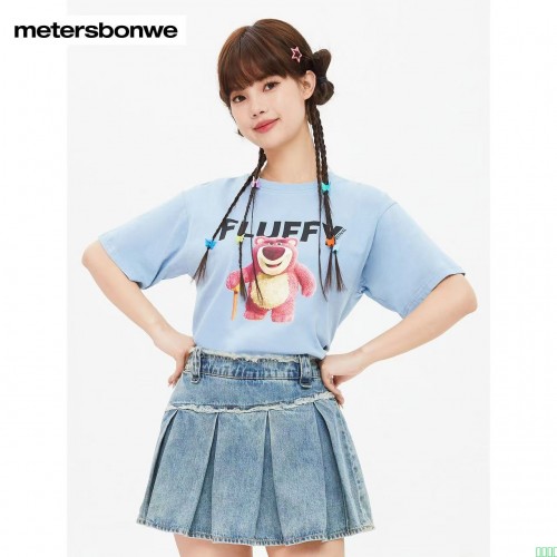 美特斯邦威短袖T恤女夏季时尚蝴蝶结宽松针织舒适时尚上衣T恤裙