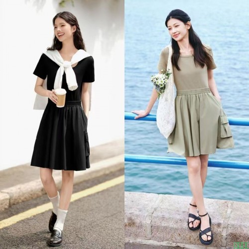 美特斯邦威短袖T恤女夏季时尚蝴蝶结宽松针织舒适时尚上衣T恤裙