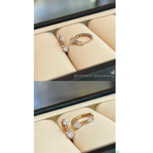 18K色镶嵌双锆石耳扣时尚气质百搭高级感睡觉不用摘耳圈送女友款