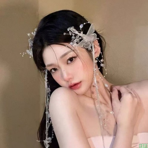 镶钻蝴蝶流苏弹簧夹仙女气质甜美设计发夹时尚高级感仙气发饰