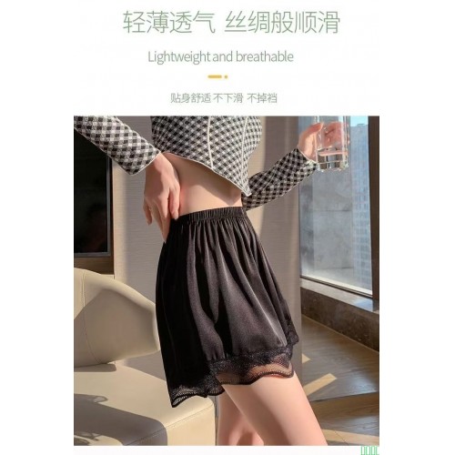 夏季冰丝安全裤防走光蕾丝边女大码居家薄款可外穿短裤宽松打底裤