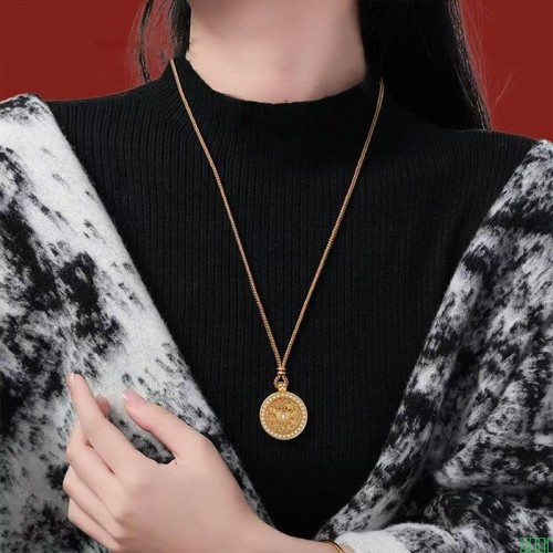 【可旋转】韦雪同款镶钻转动吊坠项链女旋转吉祥罗盘毛衣链项链