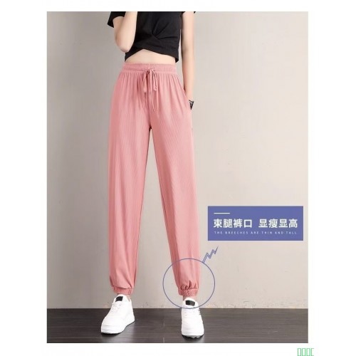 单/两件装 冰丝运动裤女夏季宽松显瘦小个子束脚裤时尚百搭灯笼裤