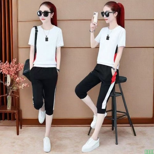 时尚套装女春夏季新款小个子洋气显瘦拼接上衣简约阔腿裤两件套潮