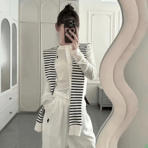 2025春夏新款老钱风通勤针织开衫阔腿裤披肩三件套百搭休闲套装女