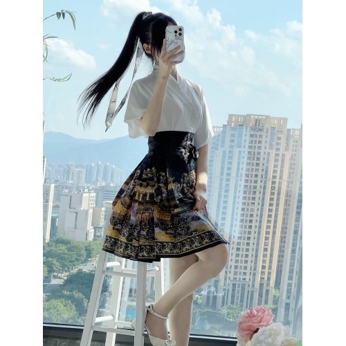 正版原创汉服女【花满楼】宋制日常学生版夏季马面裙薄款短款马面