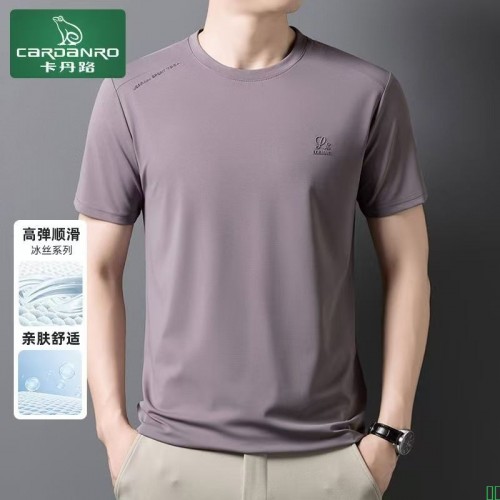 卡丹路男士冰丝短袖t恤夏季圆领宽松运动半袖高档体恤男速干上衣