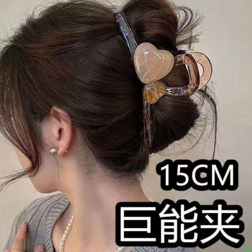 2025新款15cm超大爱心蝴蝶结高级甜美鲨鱼发夹后脑勺抓夹大号