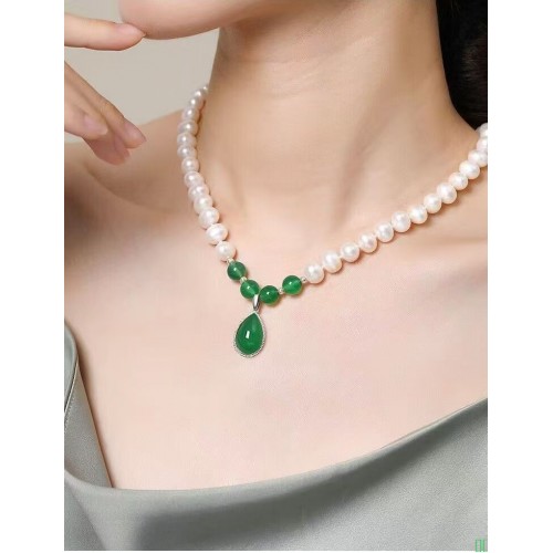 纯天然珍珠项链送妈妈妈妈款老人正品珍珠玛瑙项链珍珠链生日礼物