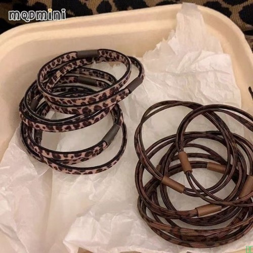 MQDMINI韩国纯色豹纹头绳女皮筋高弹力耐用发绳简约女童儿童发圈