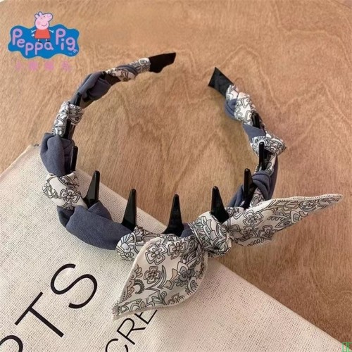 小猪佩奇2025新款夏蝴蝶结波浪发箍百搭气质发卡甜美优雅复古头箍