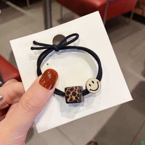 韩版豹纹笑脸头绳橡皮筋头发绳爆款ins发饰高颜值头饰发圈女成人