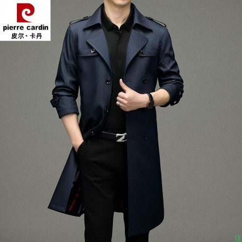 皮尔卡丹2025新款男士春秋季风衣外套西装领商务休闲中年男士外套