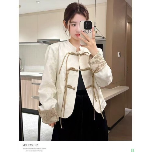 特大码300斤新中式国风长袖外套女春秋新款复古盘扣宽松显瘦上衣2