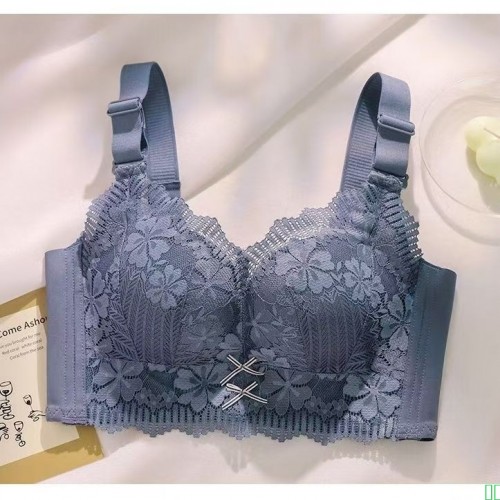 高侧比外扩防下垂聚拢文胸内衣小胸AB中厚5排扣透气胸罩