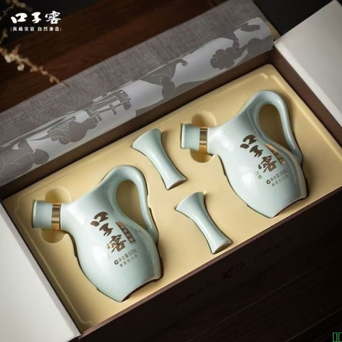 口子窖 小池窖特酿 兼香型白酒 52度 500ml*2 礼盒装 国色天青版