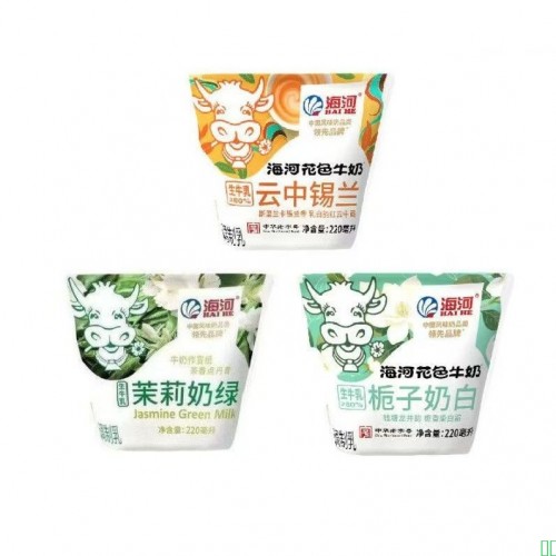 海河牛奶新口味桃桃芭乐抹茶薄荷茉莉味220ml袋装风味牛奶