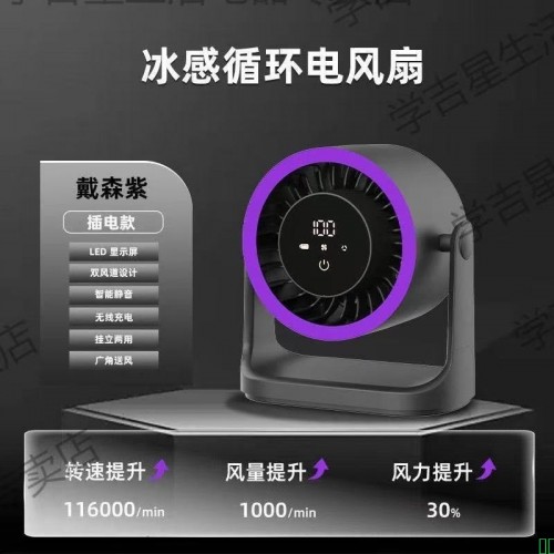 新款空气循环扇usb充电家用办公室便携大风力静音壁挂桌面电风扇