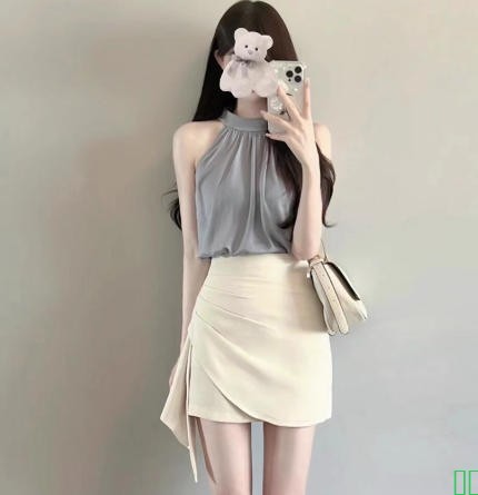 小香风名媛气质女装套装裙子御姐轻熟风茶歇法式挂脖吊带连衣裙女