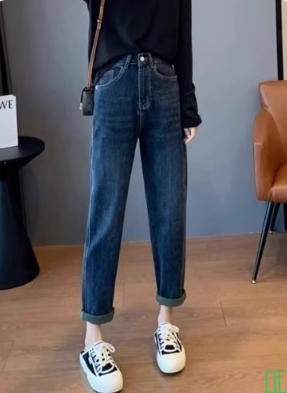 牛仔裤2025年新款女梨形身材大码胖mm高腰弹力遮肉显瘦哈伦老爹裤