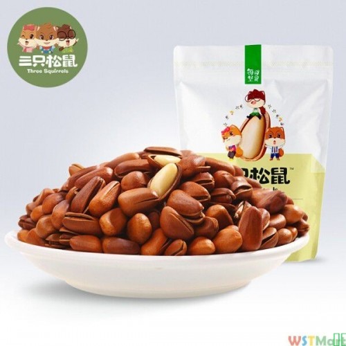 三只松鼠 开口松子休闲零食坚果炒货东北手剥红松子 100g