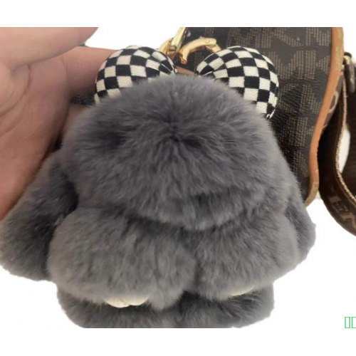 网红diy饰品可爱蝴蝶结装死兔钥匙扣挂件毛绒包包配饰吊坠