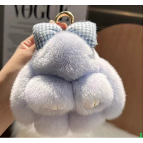 网红diy饰品可爱蝴蝶结装死兔钥匙扣挂件毛绒包包配饰吊坠