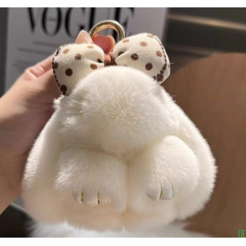 网红diy饰品可爱蝴蝶结装死兔钥匙扣挂件毛绒包包配饰吊坠