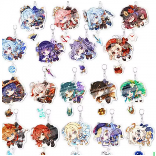 原神卡通游戏动漫亚克力钥匙扣雷电将军钟离甘雨可莉散兵吊坠挂件