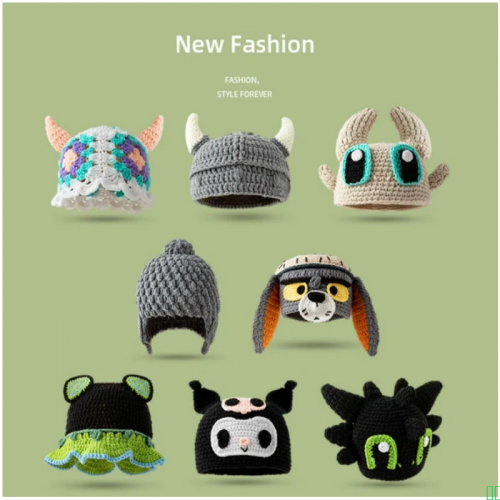 可爱搞怪帽子手工针织护耳秋冬季保暖毛线帽女卡通亲子韩版帽子