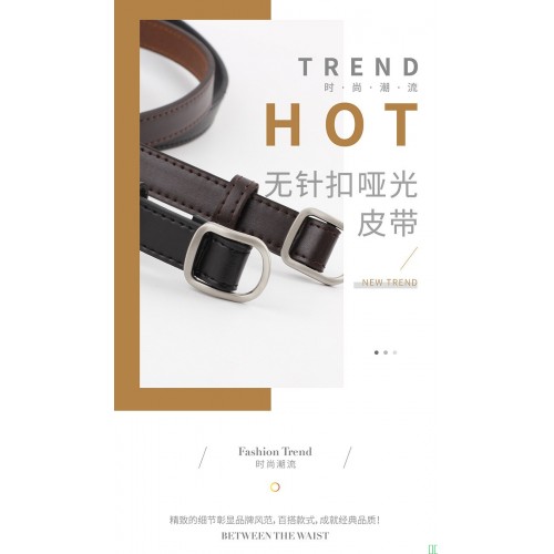 韩式韩版简约休闲无针腰带 时尚学生装饰平滑扣皮带百搭女士腰带