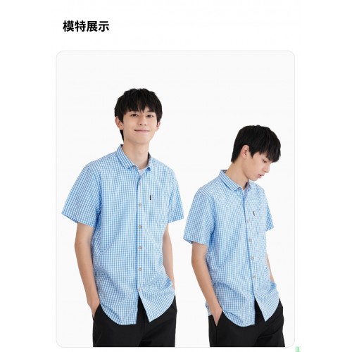 東雨男装短袖衬衫男春夏休闲格子男士衬衫男修身格子衬衣大码现货